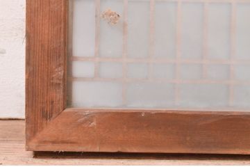 アンティーク建具　和の雰囲気溢れる格子入りガラス欄間1枚(明り取り、明かり取り)(R-071122)
