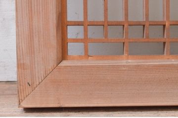 アンティーク建具　片面ガラス　和の雰囲気溢れる格子欄間1枚(明り取り、明かり取り)(R-071124)