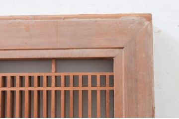 アンティーク建具　片面ガラス　繊細な格子が目を惹く筬欄間1枚(明かり取り、明り取り、オサランマ、おさらんま、格子欄間)(R-071129)