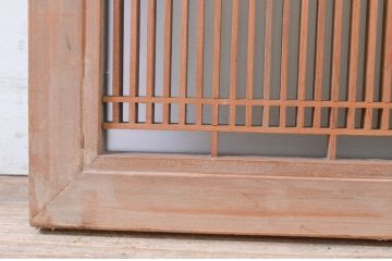 アンティーク建具　片面ガラス　繊細な格子が目を惹く筬欄間1枚(明かり取り、明り取り、オサランマ、おさらんま、格子欄間)(R-071129)