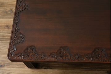 中古　美品　軽井沢彫り　桜の彫りが華やかな座卓(ローテーブル、センターテーブル、リビングテーブル)(R-071138)