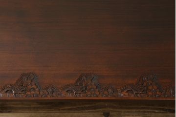 中古　美品　軽井沢彫り　桜の彫りが華やかな座卓(ローテーブル、センターテーブル、リビングテーブル)(R-071138)