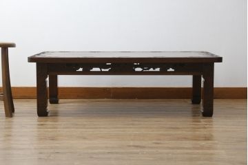 中古　美品　軽井沢彫り　桜の彫りが華やかな座卓(ローテーブル、センターテーブル、リビングテーブル)(R-071138)