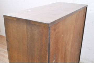 和製アンティーク　上手物!!　ナラ(楢)材　レトロな雰囲気漂う!古い洋館の重厚な収納棚(サイドキャビネット、茶箪笥、戸棚、食器棚、引き出し)(R-071140)