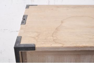 和製アンティーク　特注!!　上手物!!　桐紋金具　上品な佇まいと金具の立派な三段重ね総桐二本松箪笥(重ね箪笥、収納箪笥、衣装箪笥、和タンス、総桐たんす、総桐箪笥、時代箪笥、引き出し)(R-071144)