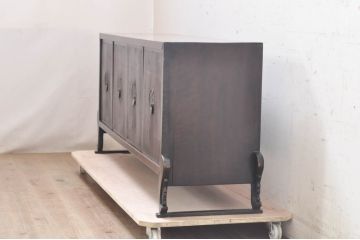 李朝アンティーク　希少!!　朝鮮家具　李朝家具　引き出し前板黒柿材　味わい深い風合いが魅力のローボード(バンダチ、バンダジ、半閉櫃、テレビ台、飾り台、収納棚、サイドボード)(R-071170)