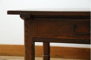 和製アンティーク　栗材と欅(ケヤキ)材の上質な文机(座卓、ローテーブル、センターテーブル、平机、在宅ワーク、在宅用)(R-071174)