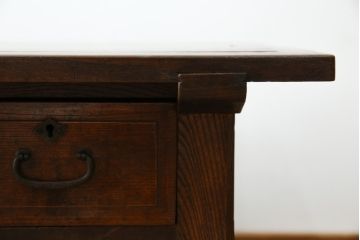 和製アンティーク　栗材と欅(ケヤキ)材の上質な文机(座卓、ローテーブル、センターテーブル、平机、在宅ワーク、在宅用)(R-071174)