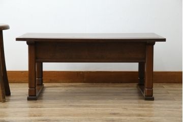 和製アンティーク　栗材と欅(ケヤキ)材の上質な文机(座卓、ローテーブル、センターテーブル、平机、在宅ワーク、在宅用)(R-071174)