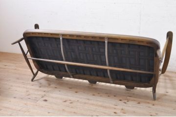 イギリスビンテージ　美品　ERCOL(アーコール)　落ち着いた色味の花柄ファブリックが上品な3人掛けソファ(アームソファ、3Pソファ、三人掛け、英国、北欧、ヴィンテージ)(R-071184)