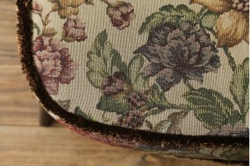 イギリスビンテージ　美品　ERCOL(アーコール)　落ち着いた色味の花柄ファブリックが上品な1人掛けソファ(ラウンジチェア、アームチェア、椅子、1シーターソファ、英国、北欧、ヴィンテージ)(R-071185)