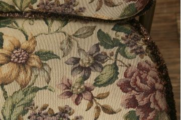 イギリスビンテージ　美品　ERCOL(アーコール)　落ち着いた色味の花柄ファブリックが上品な1人掛けソファ(ラウンジチェア、アームチェア、椅子、1シーターソファ、英国、北欧、ヴィンテージ)(R-071185)