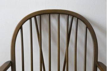 イギリスビンテージ　美品　ERCOL(アーコール)　落ち着いた色味の花柄ファブリックが上品な1人掛けソファ(ラウンジチェア、アームチェア、椅子、1シーターソファ、英国、北欧、ヴィンテージ)(R-071185)