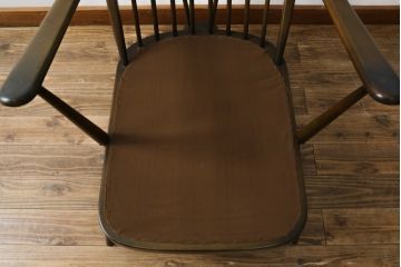 イギリスビンテージ　美品　ERCOL(アーコール)　落ち着いた色味の花柄ファブリックが上品な1人掛けソファ(ラウンジチェア、アームチェア、椅子、1シーターソファ、英国、北欧、ヴィンテージ)(R-071185)