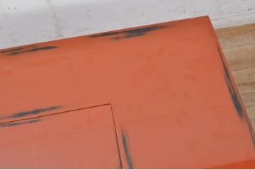 和製ビンテージ　美品　高級品　曙塗り(あけぼのぬり)　朱塗り　深い朱色が和の趣を高める囲炉裏(木製火鉢、座卓、ローテーブル、ヴィンテージ)(定価約50万円)(R-071187)