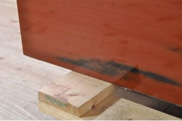 和製ビンテージ　美品　高級品　曙塗り(あけぼのぬり)　朱塗り　深い朱色が和の趣を高める囲炉裏(木製火鉢、座卓、ローテーブル、ヴィンテージ)(定価約50万円)(R-071187)