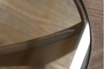 イギリスビンテージ　G-PLAN(ジープラン)　チーク材　ガラストップのおしゃれなコーヒーテーブル(センターテーブル、ローテーブル、オーバルテーブル、英国、北欧、ヴィンテージ)(R-071188)