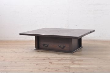 中古　美品　国産総栗材!!　上品で落ち着いた雰囲気の囲炉裏テーブル(火鉢、座卓、ローテーブル)(R-071191)