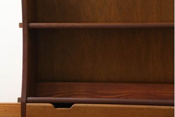 和製アンティーク　引き出し付きが嬉しい楔(クサビ)式縦型本棚(ブックシェルフ、オープンシェルフ、飾り棚)(R-071202)