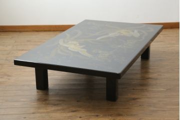 中古　美品　特選輪島塗り　野義商會(商会)　十六代嘉南作　迫力のある鳳凰の意匠が存在感を放つ蒔絵座卓(ローテーブル、センターテーブル、リビングテーブル)(定価推定約150万円)(R-071205)