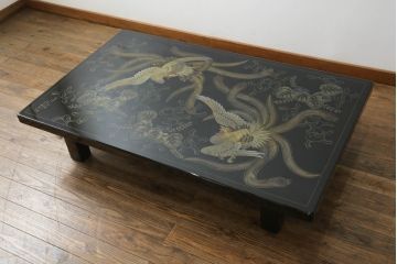 中古　美品　特選輪島塗り　野義商會(商会)　十六代嘉南作　迫力のある鳳凰の意匠が存在感を放つ蒔絵座卓(ローテーブル、センターテーブル、リビングテーブル)(定価推定約150万円)(R-071205)