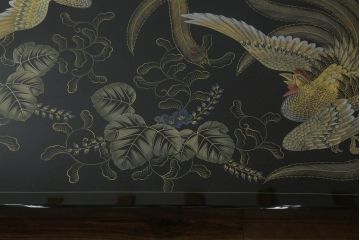 中古　美品　特選輪島塗り　野義商會(商会)　十六代嘉南作　迫力のある鳳凰の意匠が存在感を放つ蒔絵座卓(ローテーブル、センターテーブル、リビングテーブル)(定価推定約150万円)(R-071205)