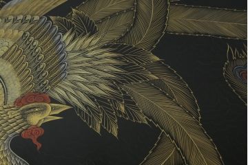 中古　美品　特選輪島塗り　野義商會(商会)　十六代嘉南作　迫力のある鳳凰の意匠が存在感を放つ蒔絵座卓(ローテーブル、センターテーブル、リビングテーブル)(定価推定約150万円)(R-071205)