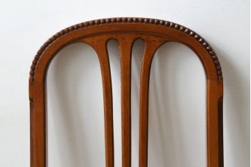 中古　美品　サァラ麻布　笠木の彫りやラタン編みの座面など凝ったデザインが魅力的なダイニングチェア4脚セット(椅子、バラ売り可能)(4脚定価 約80万円)(R-071211)