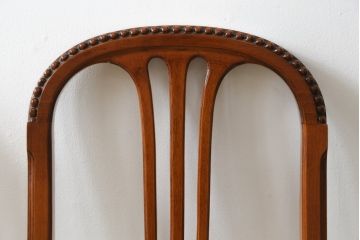 中古　美品　サァラ麻布　笠木の彫りやラタン編みの座面など凝ったデザインが魅力的なダイニングチェア4脚セット(椅子、バラ売り可能)(4脚定価 約80万円)(R-071211)