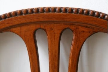 中古　美品　サァラ麻布　笠木の彫りやラタン編みの座面など凝ったデザインが魅力的なダイニングチェア4脚セット(椅子、バラ売り可能)(4脚定価 約80万円)(R-071211)