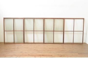 アンティーク建具　レトロな空間作りにおすすめなガラス窓4枚セット(引き戸、ガラス戸)(R-071230)