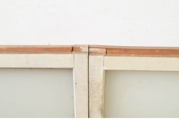 アンティーク建具　ペイント仕上げ限定　インテリアに取り入れやすいシンプルなデザインのペイントガラス窓2枚セット(引き戸、ガラス戸)(R-071234)
