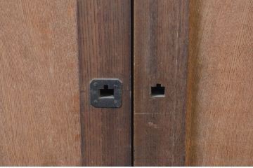アンティーク建具　総欅(ケヤキ)材　美しい杢目が魅力の板戸窓2枚セット(引き戸)(R-071235)