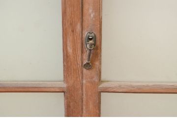 アンティーク建具　古い木味が魅力的なガラス窓3枚セット(引き戸、ガラス戸)(R-071236)