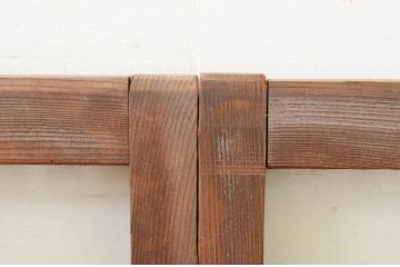 アンティーク建具　古い木味が魅力的なガラス窓3枚セット(引き戸、ガラス戸)(R-071236)