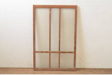 アンティーク建具　銀モールガラス入り!　温かみのある雰囲気が魅力のガラス窓1枚(ガラス戸、引き戸)(R-071237)