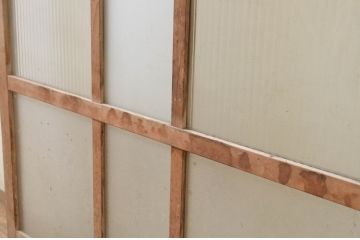 アンティーク建具　銀モールガラス入り!　温かみのある雰囲気が魅力のガラス窓1枚(ガラス戸、引き戸)(R-071237)