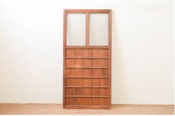 アンティーク建具　昭和初期　横桟付き　ノスタルジックな雰囲気漂うガラス戸1枚　(R-071240)