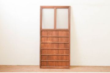 アンティーク建具　横桟付き　ノスタルジックな雰囲気漂うガラス戸1枚(板戸、引き戸)(R-071240)