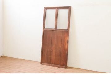 アンティーク建具　横桟付き　ノスタルジックな雰囲気漂うガラス戸1枚(板戸、引き戸)(R-071240)