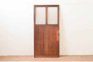 アンティーク建具　横桟付き　ノスタルジックな雰囲気漂うガラス戸1枚(板戸、引き戸)(R-071240)