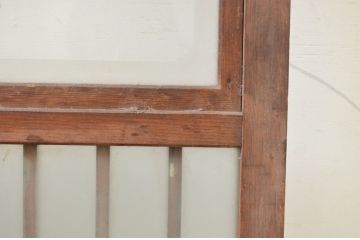 アンティーク建具　腰板栗材　風情のある佇まいが魅力的な格子入りガラス戸2枚セット(引き戸、格子戸、ガラス帯戸)(R-071241)