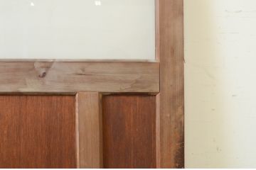 アンティーク建具　どこか懐かしい雰囲気を感じるガラス入り扉1枚(木製扉、ドア)(R-071244)