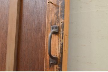 アンティーク建具　どこか懐かしい雰囲気を感じるガラス入り扉1枚(木製扉、ドア)(R-071244)