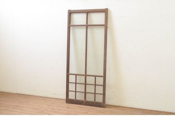 アンティーク建具　レトロな雰囲気漂う古い洋館の幅狭ガラス窓1枚(引き戸、ガラス戸)(R-071249)