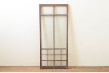 アンティーク建具　レトロな雰囲気漂う古い洋館の幅狭ガラス窓1枚(引き戸、ガラス戸)(R-071249)