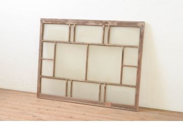 アンティーク建具　大正ロマンな空間を演出するFIX窓1枚(ガラス欄間、明り取り、明かり取り、フィックス、ガラス窓、嵌め殺し)(R-071250)