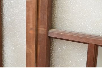 アンティーク建具　大正ロマン　古い木味が魅力的なガラス窓4枚セット(引き戸、ガラス戸)(R-071251)