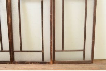アンティーク建具　大正ロマン　古い木味が魅力的なガラス窓4枚セット(引き戸、ガラス戸)(R-071251)