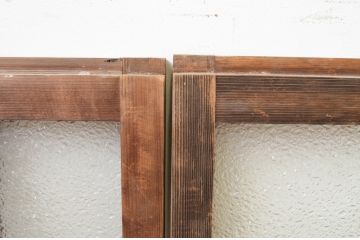 アンティーク建具　大正ロマン　古い木味が魅力的なガラス窓4枚セット(引き戸、ガラス戸)(R-071251)
